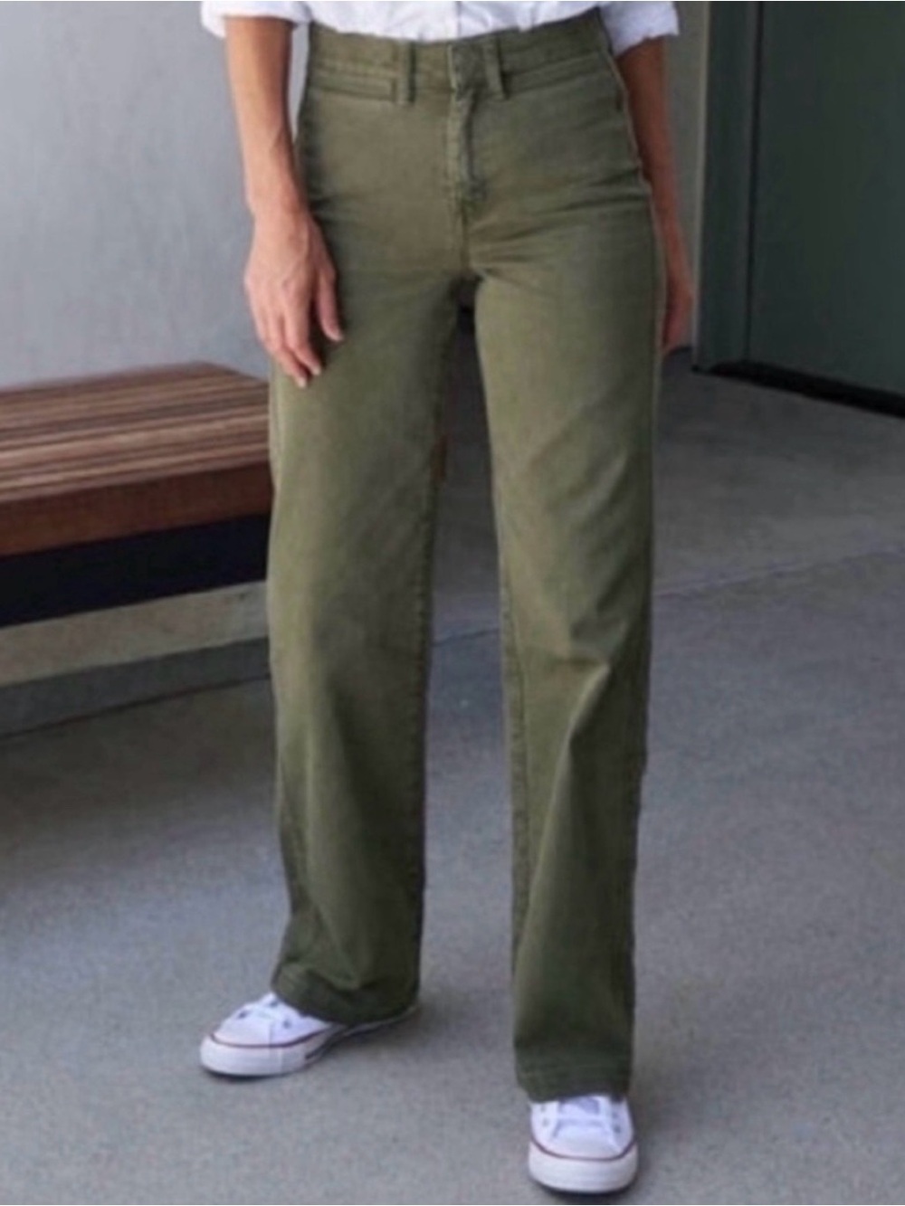 AYR The Special Sauce Jeans Womens 26S  Green High Rise Wideleg Olive Nori
